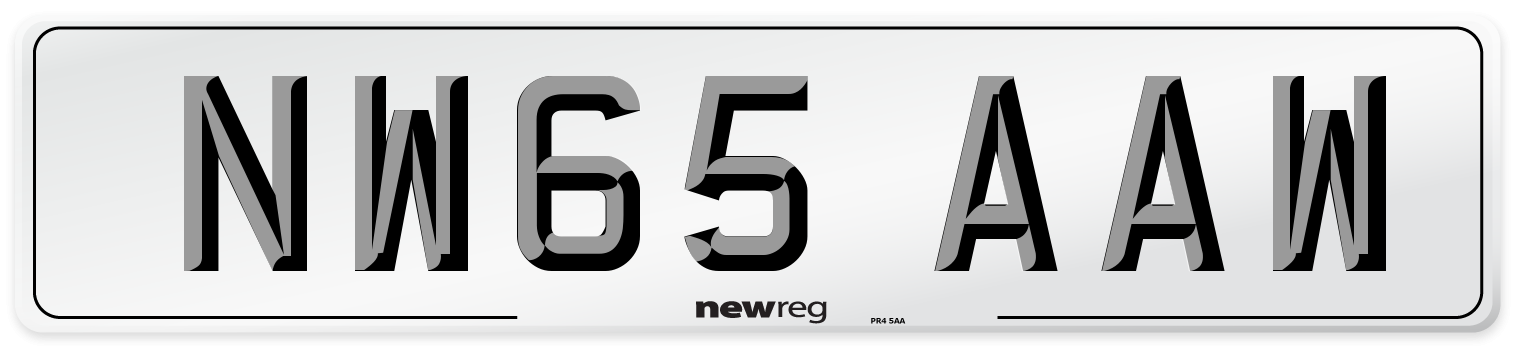 NW65 AAW Number Plate from New Reg